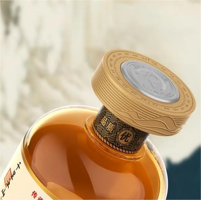 Custom glass liquor bottle cap and neck detail
