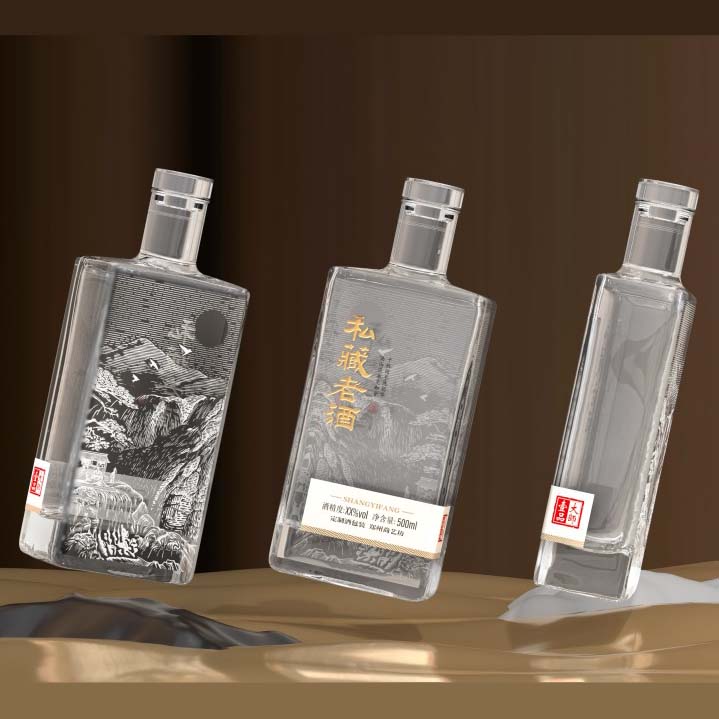 Square Transparent Glass Alcohol Bottle – Versatile Design for Spirits & Liqueurs