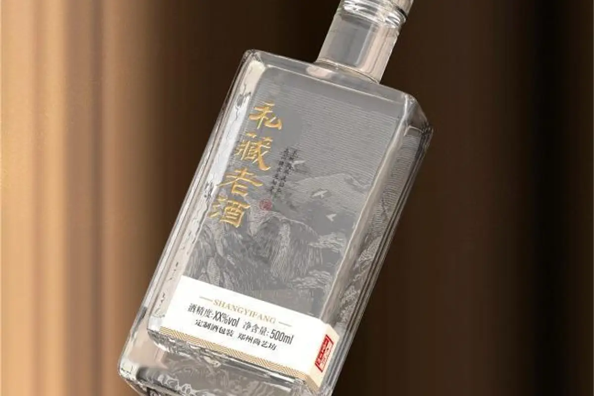 Shang Art G17 square transparent glass bottle showing clear body and artwork area
